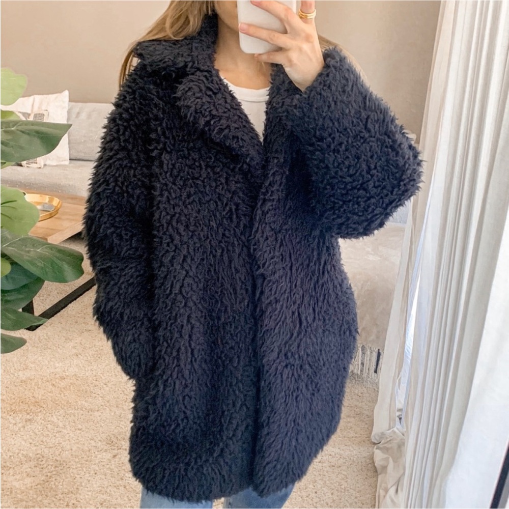 Sandro dark blue/ black Teddy fur coat
